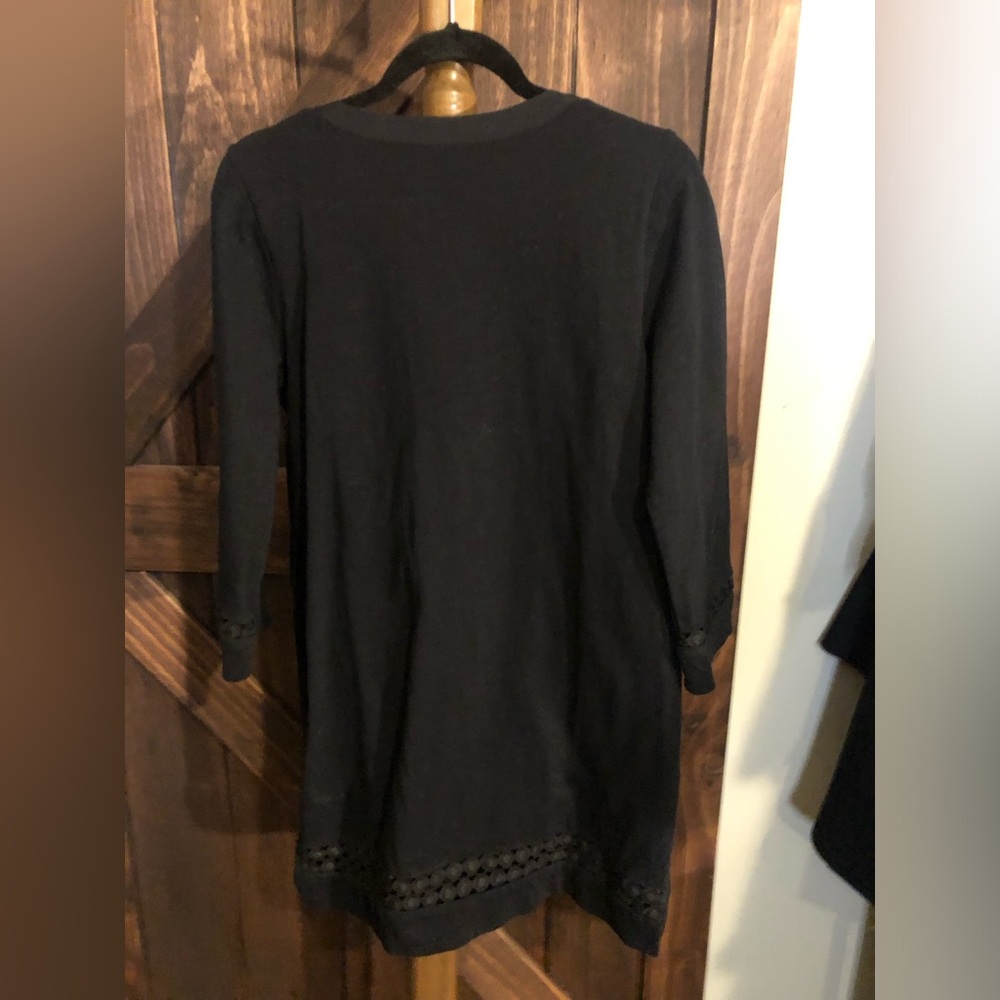 J. Crew Black V-Neck Crochet-Trim Mini Tunic - Picture 6 of 6